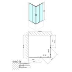 POLYSAN CARMEN štvorcová sprchová zástena 900x900x1650mm, číre sklo MD5116 - Polysan
