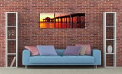 Falc 3-dielny obraz s hodinami, Sunset, 35x105cm