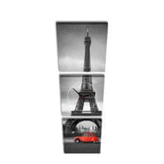 Falc 3-dielny obraz s hodinami, Paris, 35x105cm