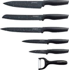 Royalty Line 5-dielna súprava kuchynských nožov s nepriľnavým povrchom a škrabkou RL-MB5 / čierna
