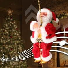 HOME & MARKER® Vianočná dekorácia Mikuláš lezúci po lane hrajúci vianočné pesničky (100 cm) | SANTACLIMB