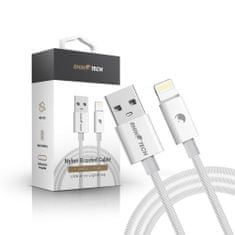 RhinoTech kábel s nylonovým opletom USB-A na Lightning 2,4 A 1M RTACC383, biela
