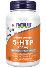 NOW Foods 5-HTP + Glycín, Taurín a Inositol, 200 mg, 120 rastlinných kapsúl