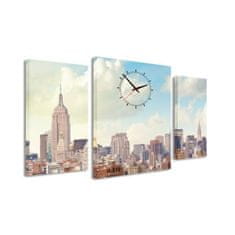 Falc 3-dielný obraz s hodinami, NYC Downtown, 95x60cm