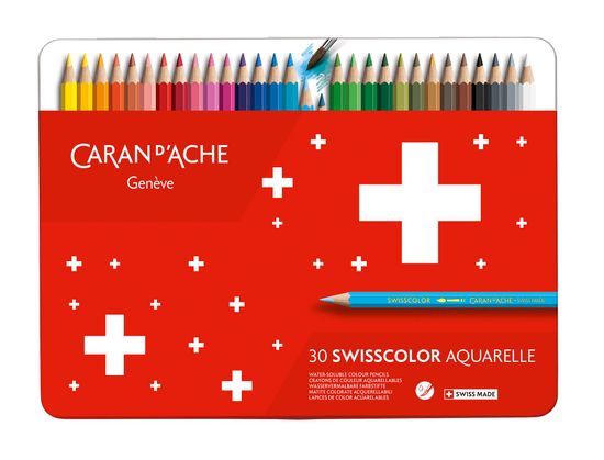 Caran´d Ache Akvarelové pastelky "Swisscolor", 30 ks, kovový box, 1285.730