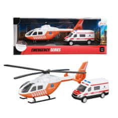 Toi Toys METAL Set trauma vrtuľník a sanitka -oranžová