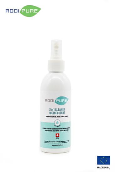 ADDIPURE ADDIPURE 2in1 Cleaner Disinfectant, 300ml láhev oblého tvaru s rozprašovačem na prst. Intenzivní a rychlý účinek proti bakteriím, choroboplodným zárodkům, virům a plísním.