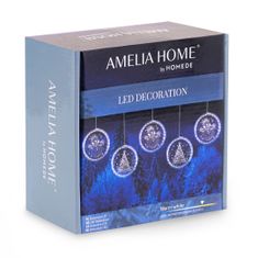 AmeliaHome Sada LED svetelných ozdôb na okno WINTERY kruhová biela