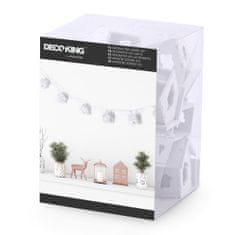 DecoKing Vianočná svetelná reťaz CRALA s dreveným domčekom biely