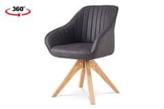 Autronic Moderná jedálenská stolička Jídelní židle, šedá látka v dekoru broušené kůže, nohy masiv kaučukovník (HC-772 GREY3)