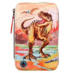 Dino World Peračník s výbavou , Hnedý T-Rex, pastelové pozadie, so evetelným efektom