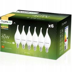 LUMILED 6x LED žiarovka E14 BA35 5W = 40W 470lm 3000K Teplá biela 180°