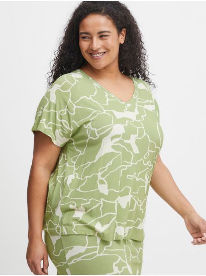 Fransa Bielo-zelené dámske vzorované tričko Fransa