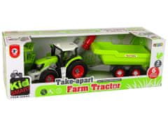 Lean-toys Traktor s nenavíjaným prívesom zelený