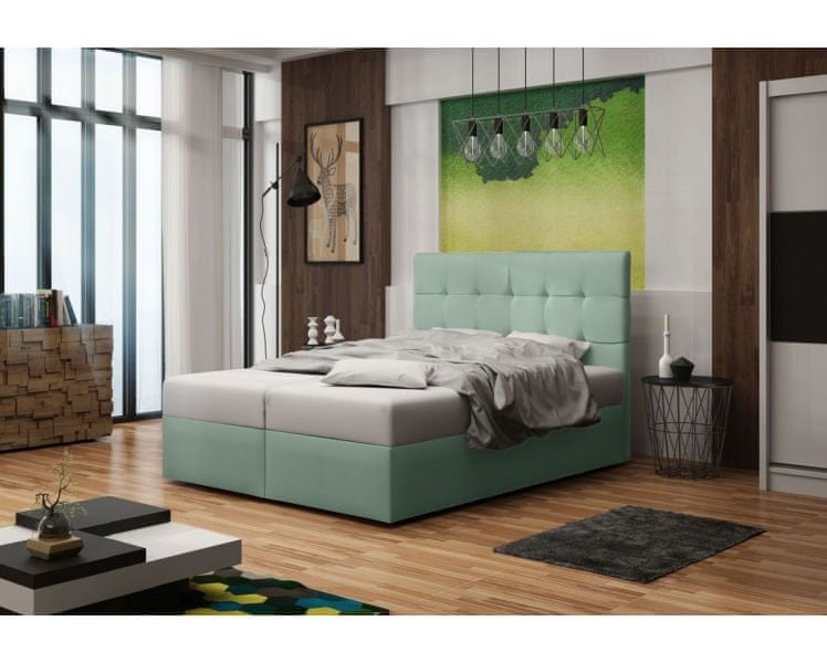 Veneti Čalúnená posteľ s úložným priestorom DELILAH 2 COMFORT - 140x200, svetlo zelená