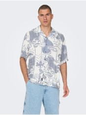 ONLY&SONS Bielo-modrá pánska vzorovaná košeľa s krátkym rukávom ONLY & SONS Den L