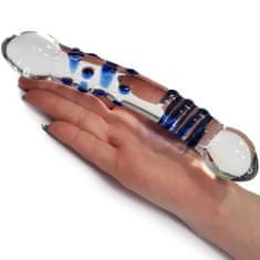 Sensual  Dildo sklenené 13 cm modrá