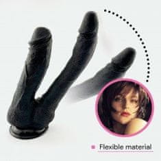 Sensual  Dildo s prísavkou 20 cm dvojité čierna
