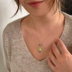 MINET Pozlátený strieborný náhrdelník zázračná medaila v srdci, JMAN0243BN45