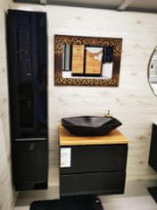 Deftrans Kúpeľňová skrinka 60 cm nástenná lesklá čierna s hornou časťou