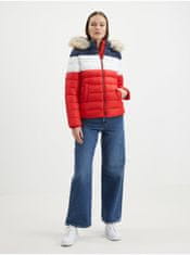 Tommy Jeans Bielo-červená dámska prešívaná bunda Tommy Jeans XS
