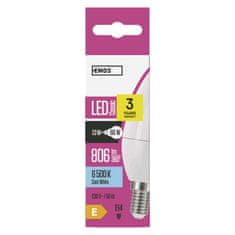 EMOS LED žiarovka Classic sviečka / E14 / 7,3 W (60 W) / 806 lm / studená biela