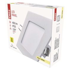 EMOS LED panel 120×120, štvorcový vstavaný biely, 6W teplá biela