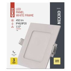 EMOS LED vstavané svietidlo NEXXO, štvorec, biely, 7W, teplá biela