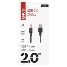 EMOS USB kábel 2.0 A vidlica – B vidlica 2m