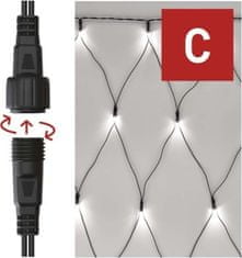 EMOS Štandard LED spojovacia vianočná reťaz – sieť, 1,5x2 m, vonkajšia, studená biela