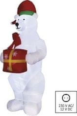 EMOS LED ľadový medveď s vianočným darčekom, nafukovací, 240 cm, vonkajšie aj vnútorné, studená biela