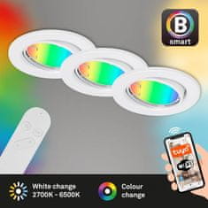 BRILONER BRILONER 3ks sada CCT RGB vstavané svietidlo, priemer. 8,6 cm, 4,9 W, 400 lm, biele BRILO 7373-036