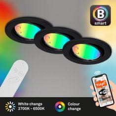 BRILONER BRILONER 3ks sada CCT RGB vstavané svietidlo, priemer. 8,6 cm, 4,9 W, 400 lm, čierna BRILO 7373-035