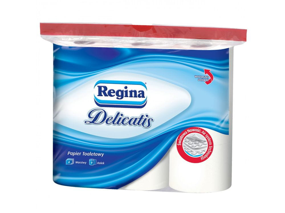 Regina Toaletný papier 4 vrstvy Regina DELICATIS 9 roliek, certifikát PZH 1 paczka