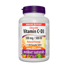 Webber Naturals Vitamín C 500mg a D3, cmúľajúci