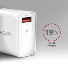 AXAGON ACU-QC19W, QC nabíjačka do siete 19W, 1x USB-A port, QC3.0/AFC/FCP/SMART, biela