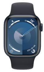 Apple Watch Series 9, 45mm, Midnight, Midnight Sport Band - M/L (MR9A3QC/A)