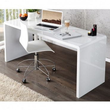 Casa Vital Písací stôl CasaDolce FILLY, biely vysoký lesk, 140x60x75 cm v modernom dizajne