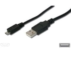 ROLINE Kábel USBA(M)-microUSB B(M), 5pin Nokia CA-101, Kodak #8913907 1,8m, čierny