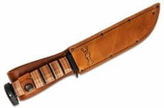 KA-BAR® KB-1317 Dog´s Head viacúčelový nôž 18 cm, čierna, kožené krúžky, kožené puzdro