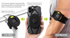 Bone Collection Držiak na mobil BONE Bike+Run Tie Connect Kit 4,7-7,2" čierny
