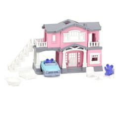 Green Toys Ružový dom s 9 ks príslušenstvo