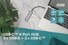 Digitus USB-C 4 Port HUB, 2x USB A + 2x USB-C