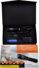 Solight WN13 nabíjacie LED svietidlo, T6 XML Cree LED, Li-Ion 2200mAh, čierna + DC 12V aj AC 230V adaptér