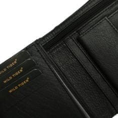 Wild Tiger Luxusná pánska kožená peňaženka so zápalkou Lukas, čierna