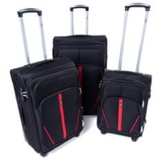 Rogal Čierna sada 3 nepremokavých kufrov "Practical" + expander - veľ. M, L, XL