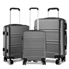 KONO Sivá sada luxusných kufrov s TSA zámkom "Travelmania" - veľ. M, L, XL