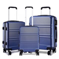 KONO Modrá sada luxusných kufrov s TSA zámkom "Travelmania" - veľ. M, L, XL