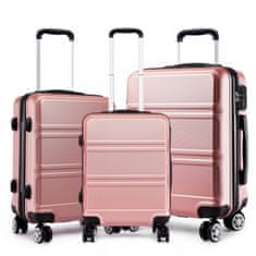 KONO Ružová sada luxusných kufrov s TSA zámkom "Travelmania" - veľ. M, L, XL