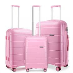 KONO Ružový prémiový plastový kufor s TSA zámkom "Solid" - veľ. M, L